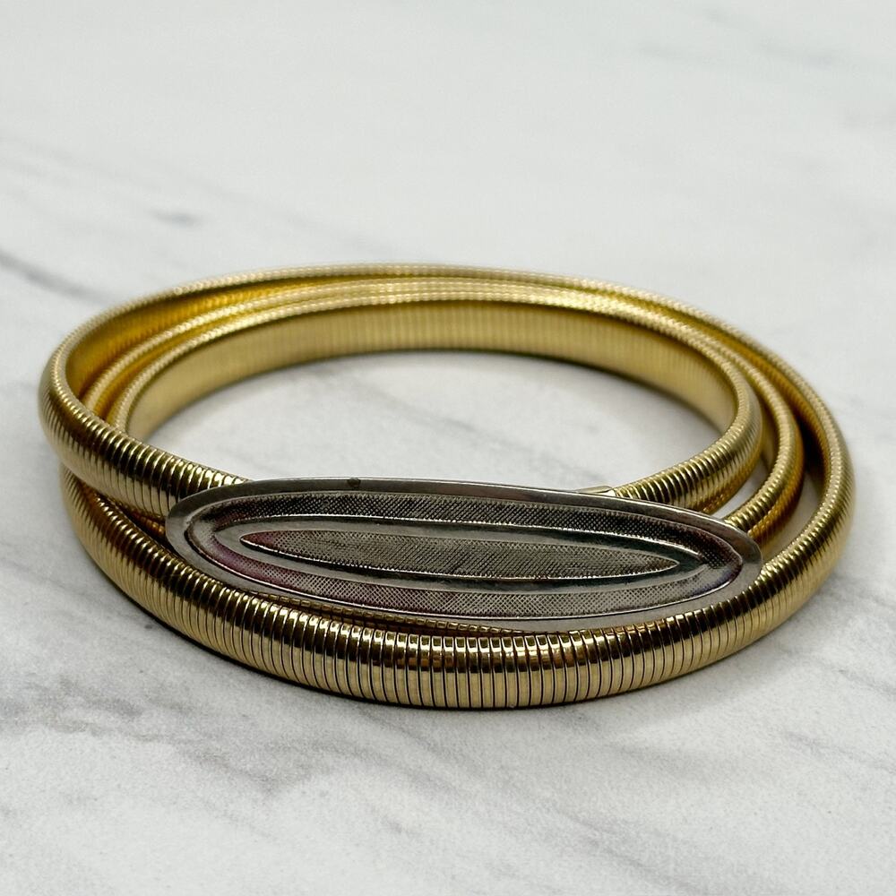 Womens Vintage Gold Tone Coil Stretch Cinch Belt ✨